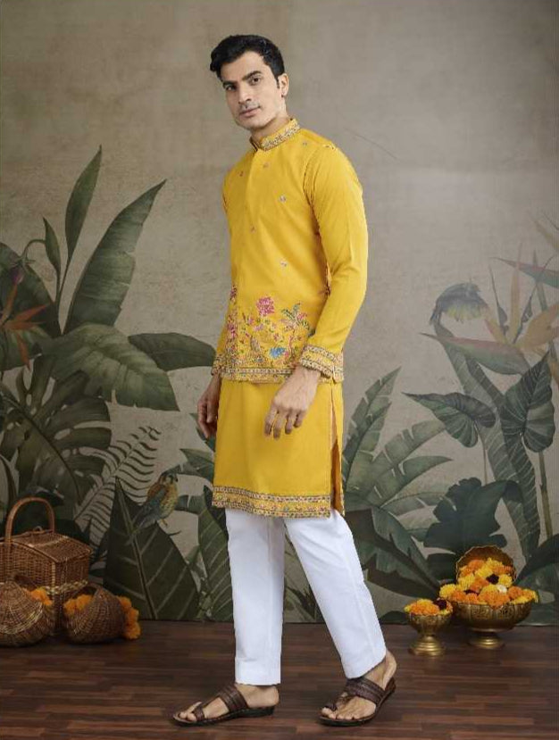 Cotton  Mens  Embroidered Kurta Pajama