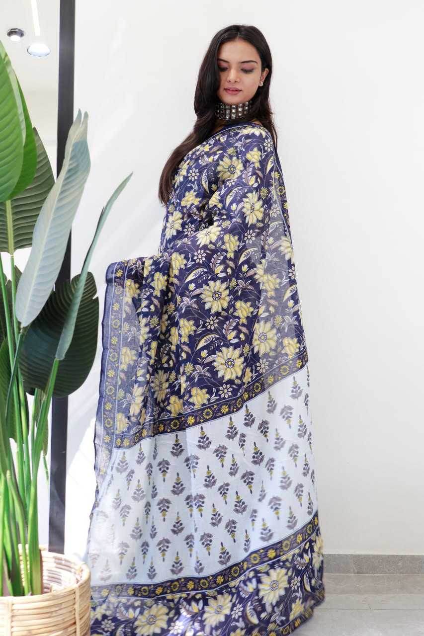 Printed Ajrakh Cotton Sarees - MYLUXURY LANE ENTERPRISE