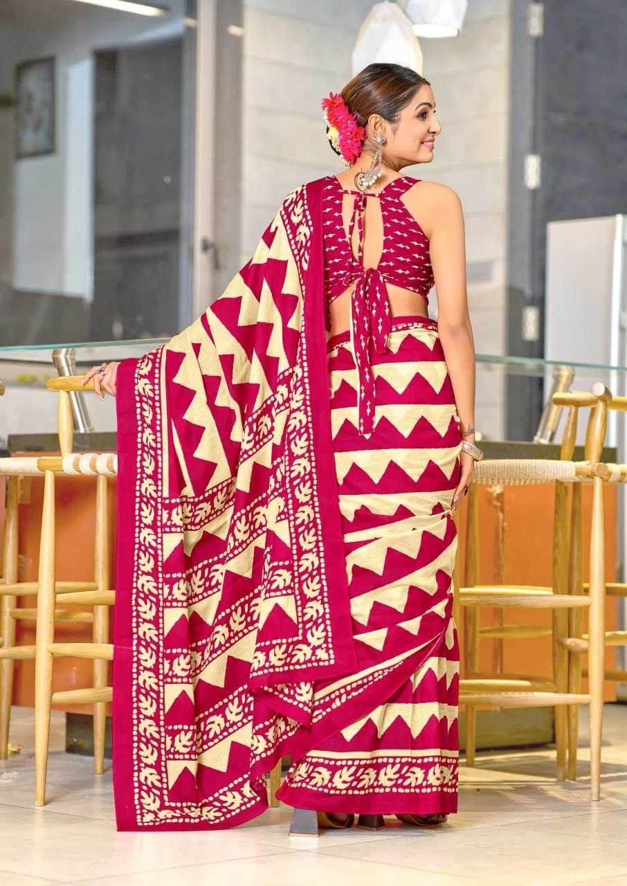 VIHAANA Printed Cotton Saree - MYLUXURY LANE ENTERPRISE