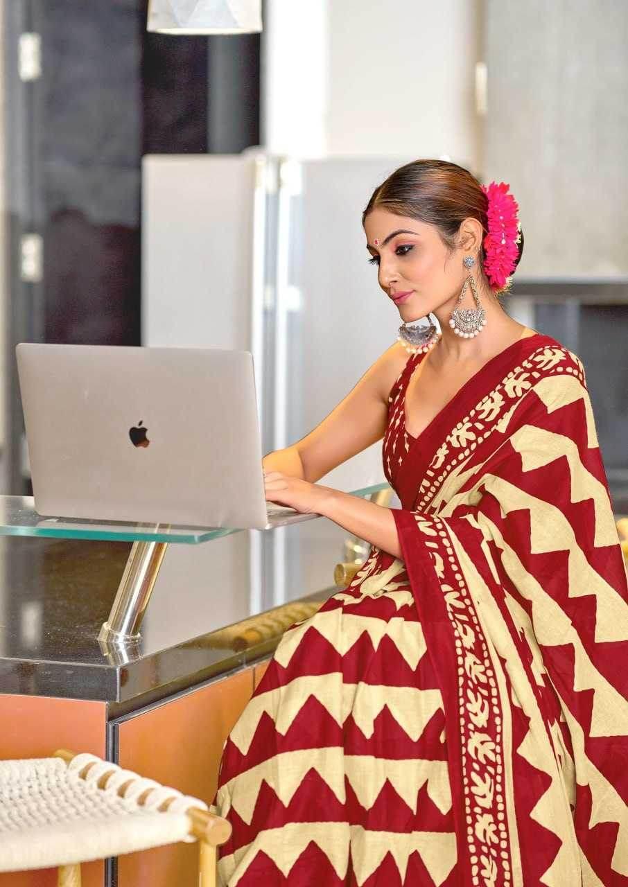 VIHAANA Printed Cotton Saree - MYLUXURY LANE ENTERPRISE