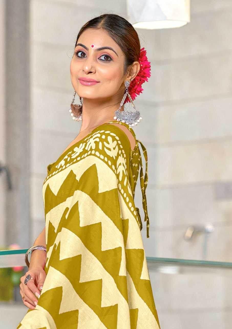 VIHAANA Printed Cotton Saree - MYLUXURY LANE ENTERPRISE