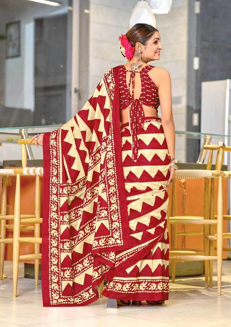 VIHAANA Printed Cotton Saree - MYLUXURY LANE ENTERPRISE