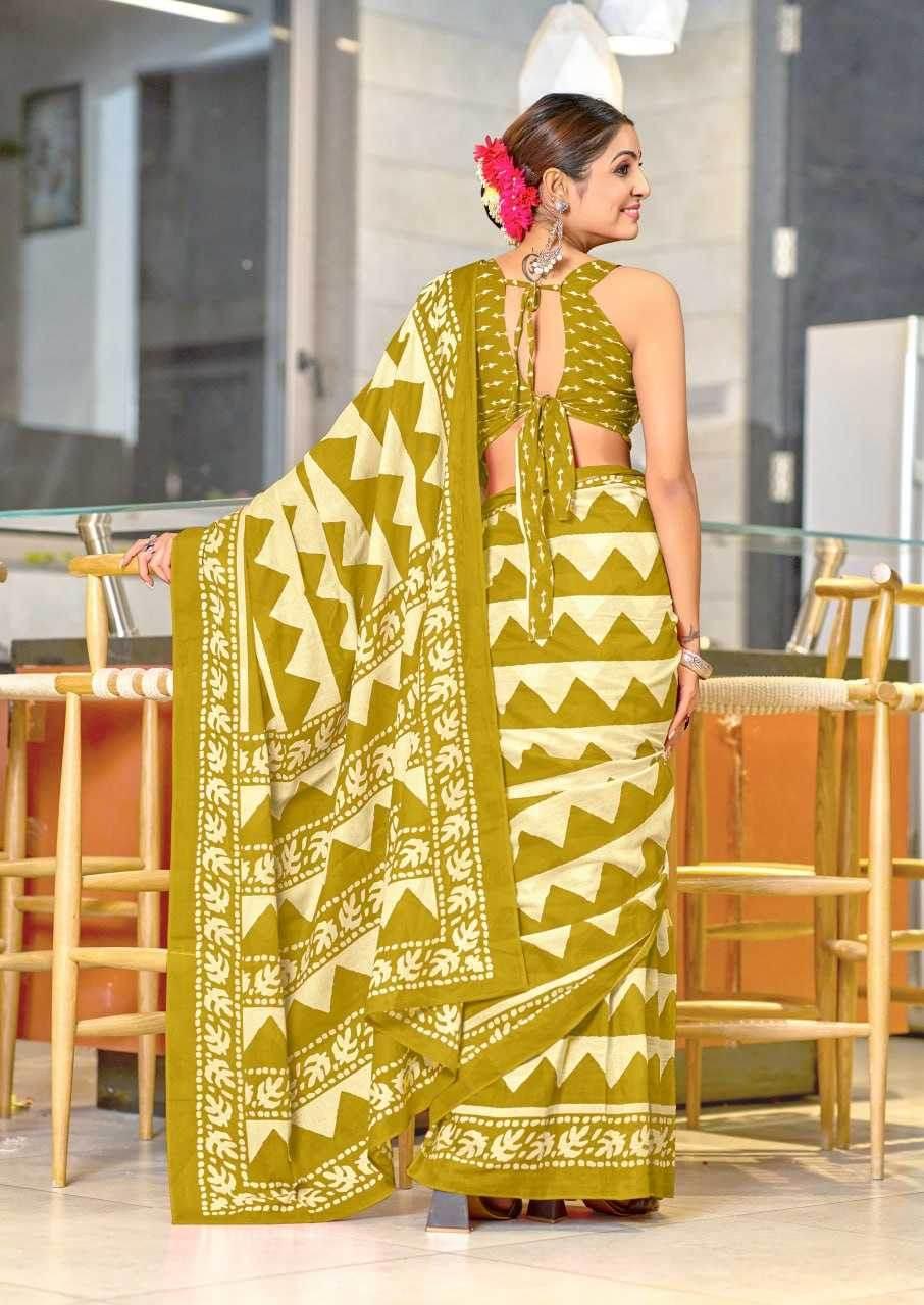 VIHAANA Printed Cotton Saree - MYLUXURY LANE ENTERPRISE
