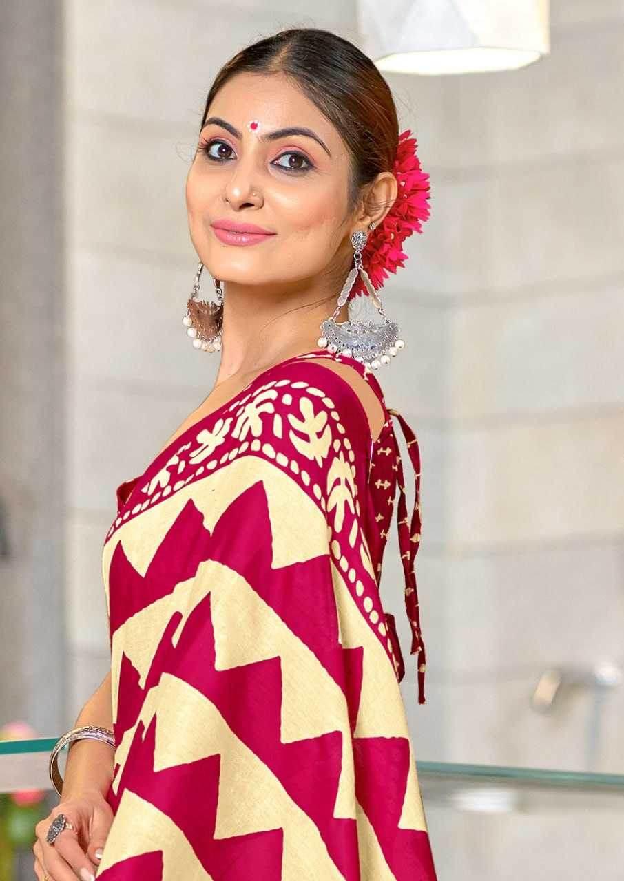 VIHAANA Printed Cotton Saree - MYLUXURY LANE ENTERPRISE