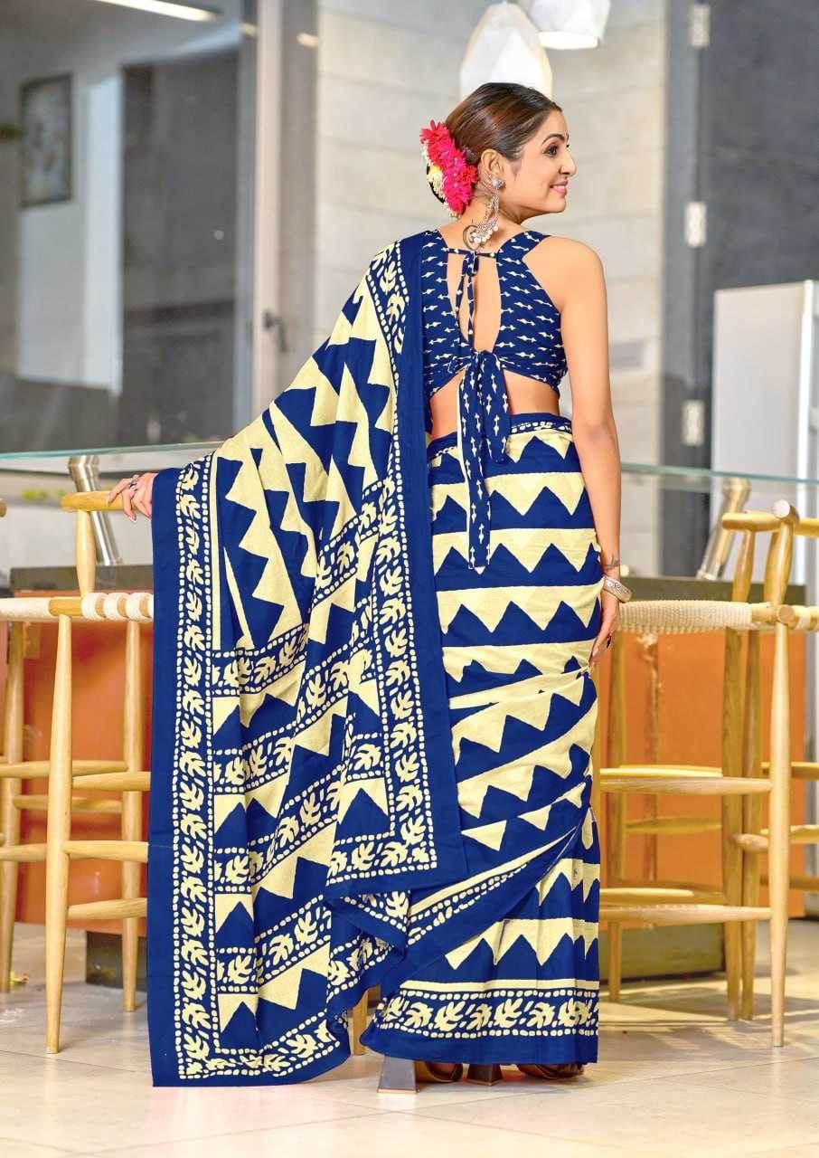 VIHAANA Printed Cotton Saree - MYLUXURY LANE ENTERPRISE