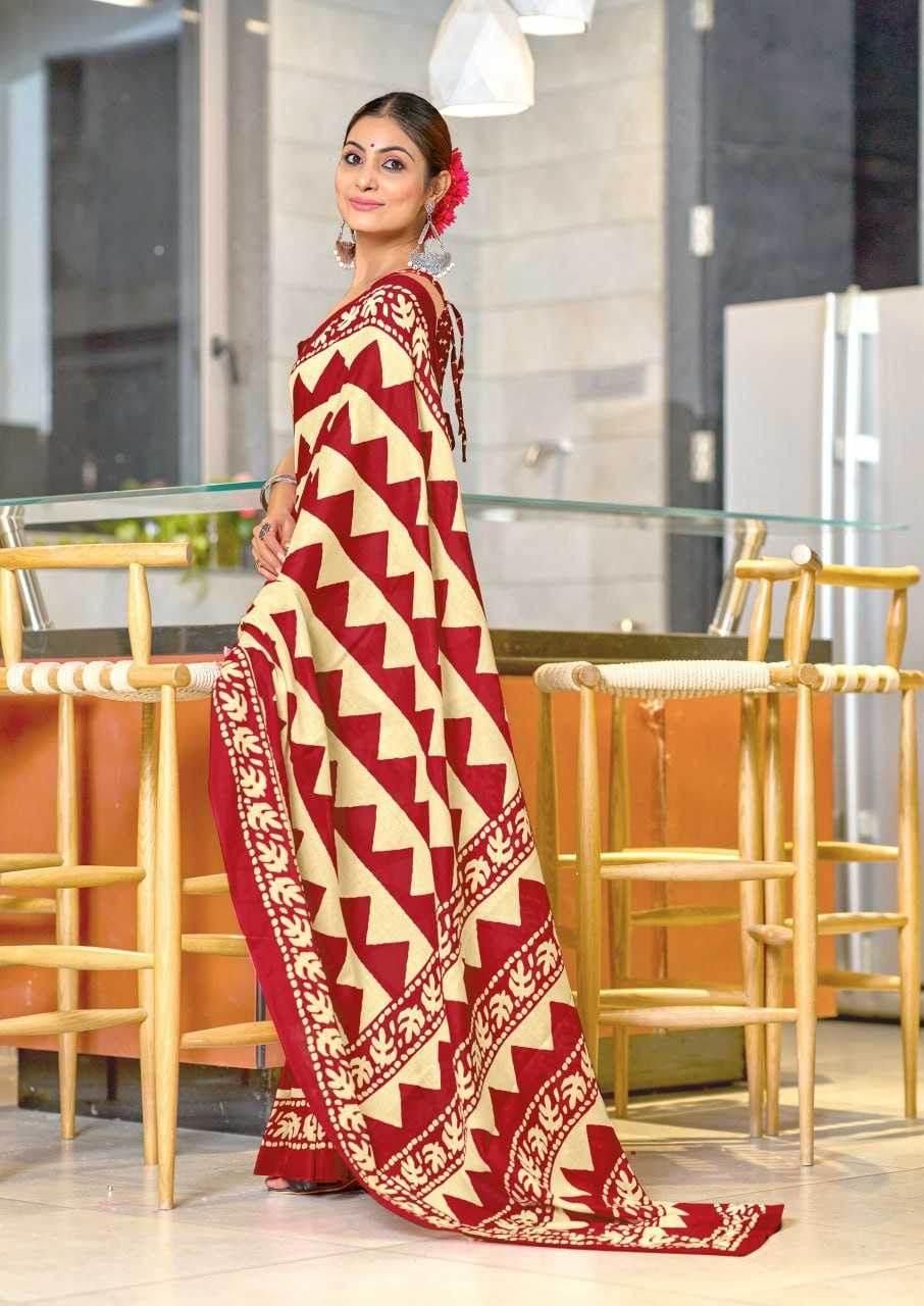 VIHAANA Printed Cotton Saree - MYLUXURY LANE ENTERPRISE