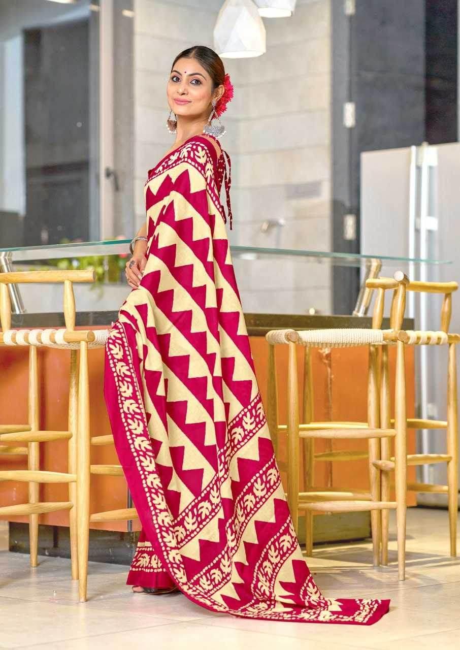 VIHAANA Printed Cotton Saree - MYLUXURY LANE ENTERPRISE