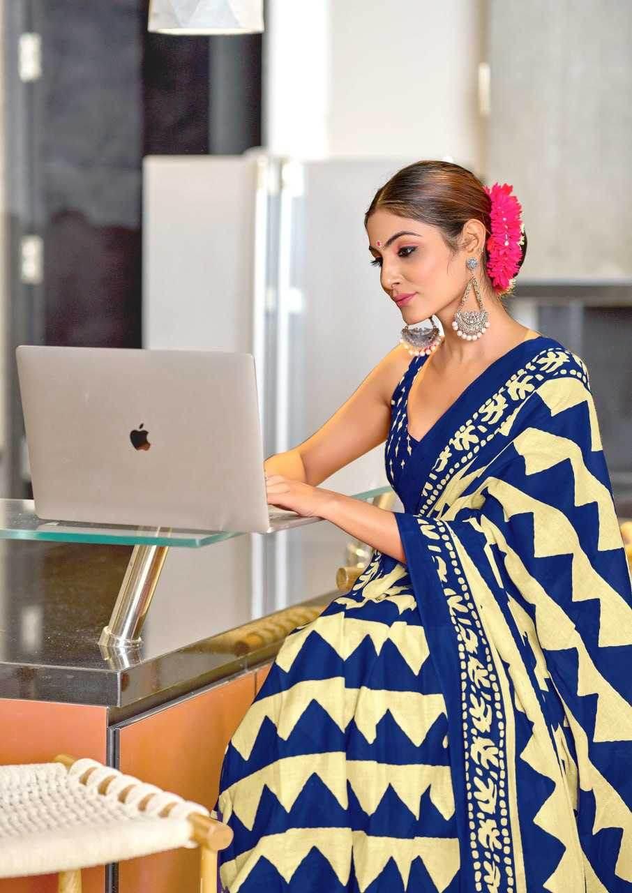 VIHAANA Printed Cotton Saree - MYLUXURY LANE ENTERPRISE