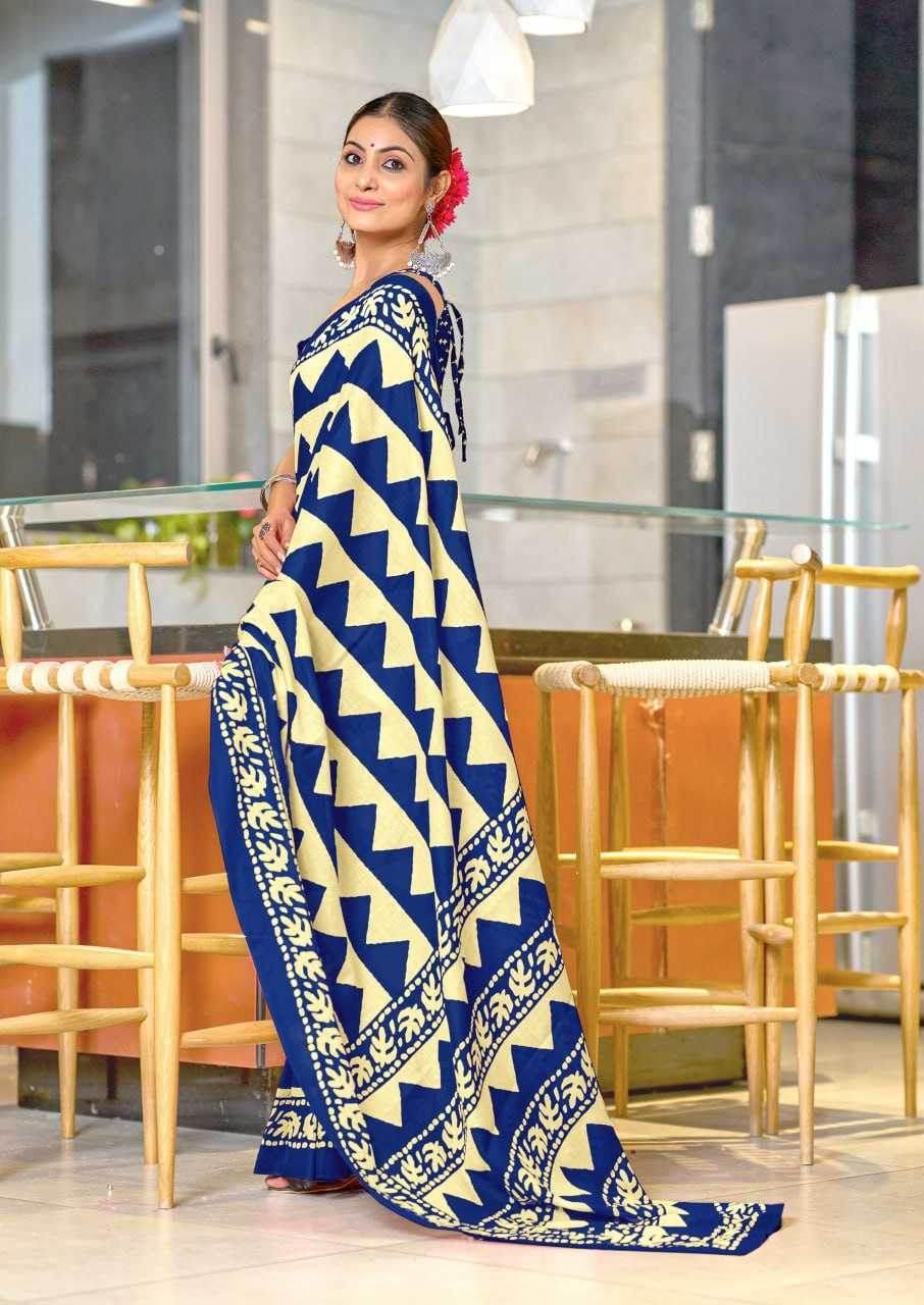 VIHAANA Printed Cotton Saree - MYLUXURY LANE ENTERPRISE