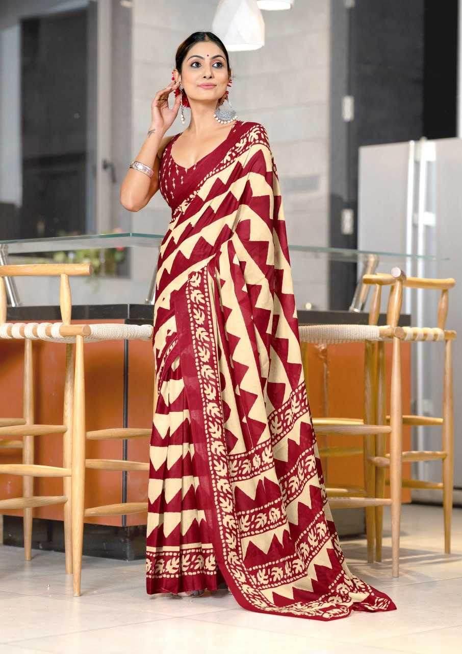 VIHAANA Printed Cotton Saree - MYLUXURY LANE ENTERPRISE