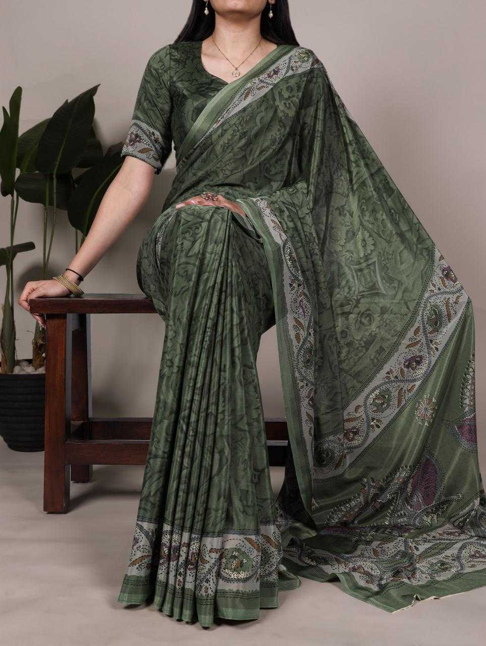 Crepe  Ready To Wear  Printed Saree