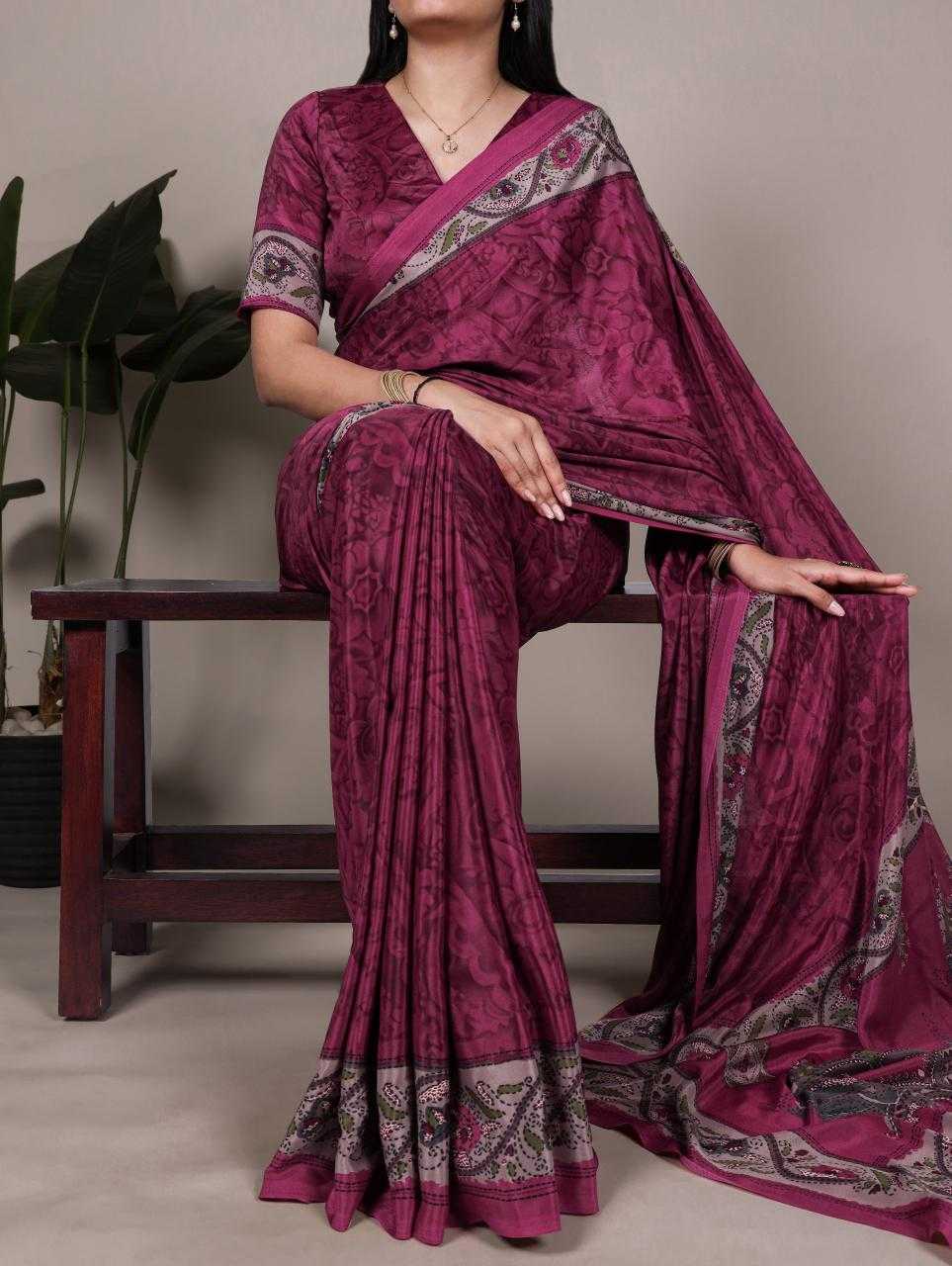 Crepe  Ready To Wear  Printed Saree