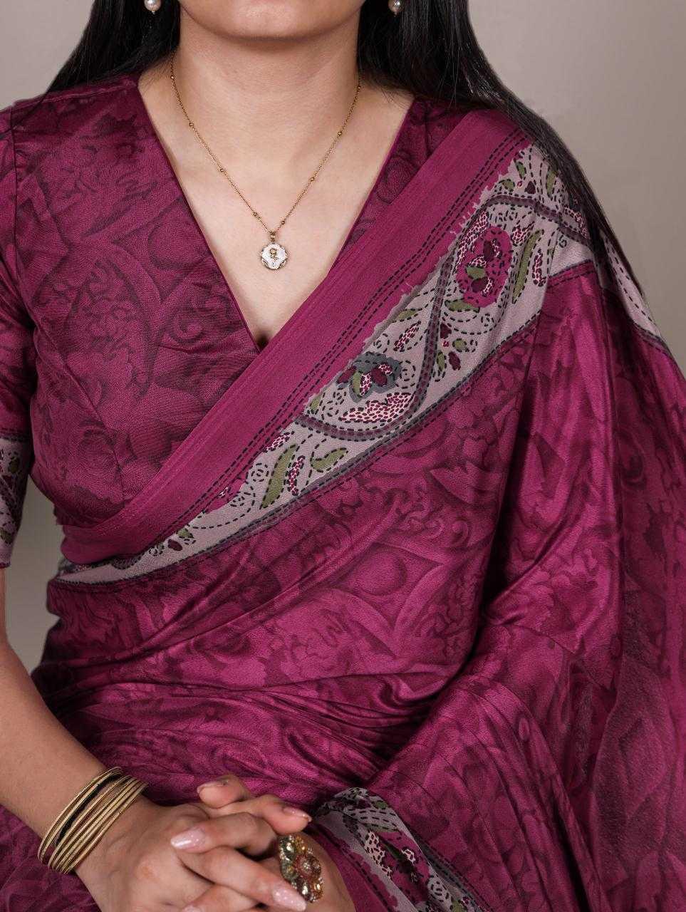 Crepe Ready To Wear Printed Saree - MYLUXURY LANE ENTERPRISE