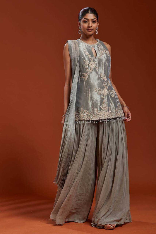 Crepe  Embroidery Palazzo Party wear suit