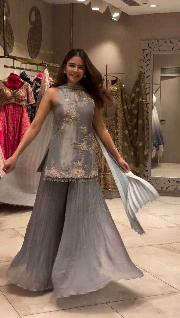 Crepe Embroidery Palazzo Party wear suit - MYLUXURY LANE ENTERPRISE