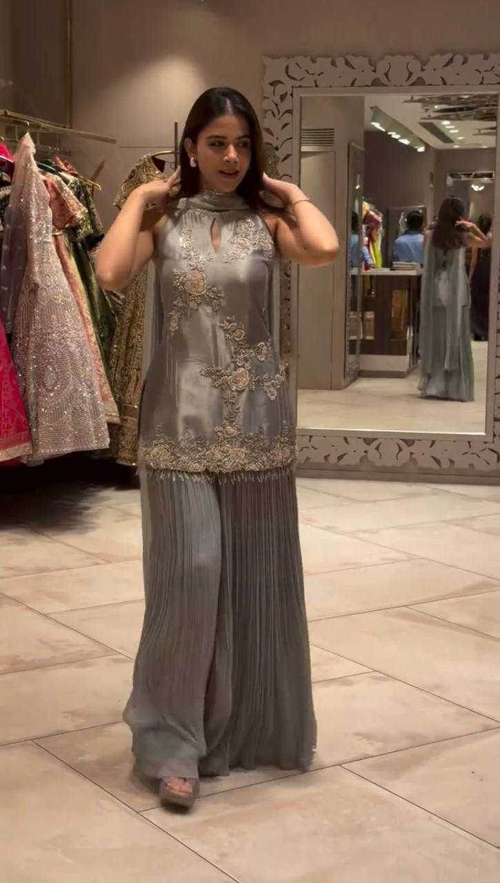 Crepe Embroidery Palazzo Party wear suit - MYLUXURY LANE ENTERPRISE