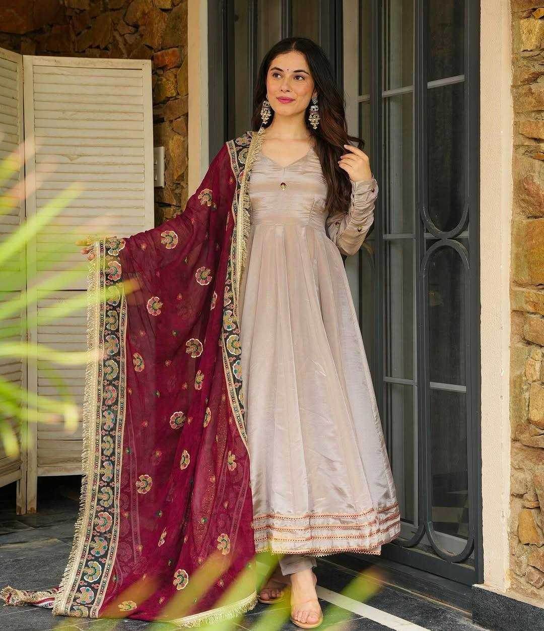 Crepe Anarkali Long Gown - MYLUXURY LANE ENTERPRISE
