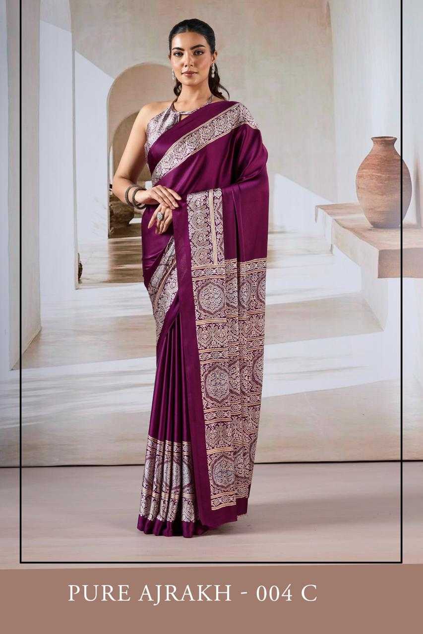 Classic  Printed Crape Satin  Ajrakh Saree