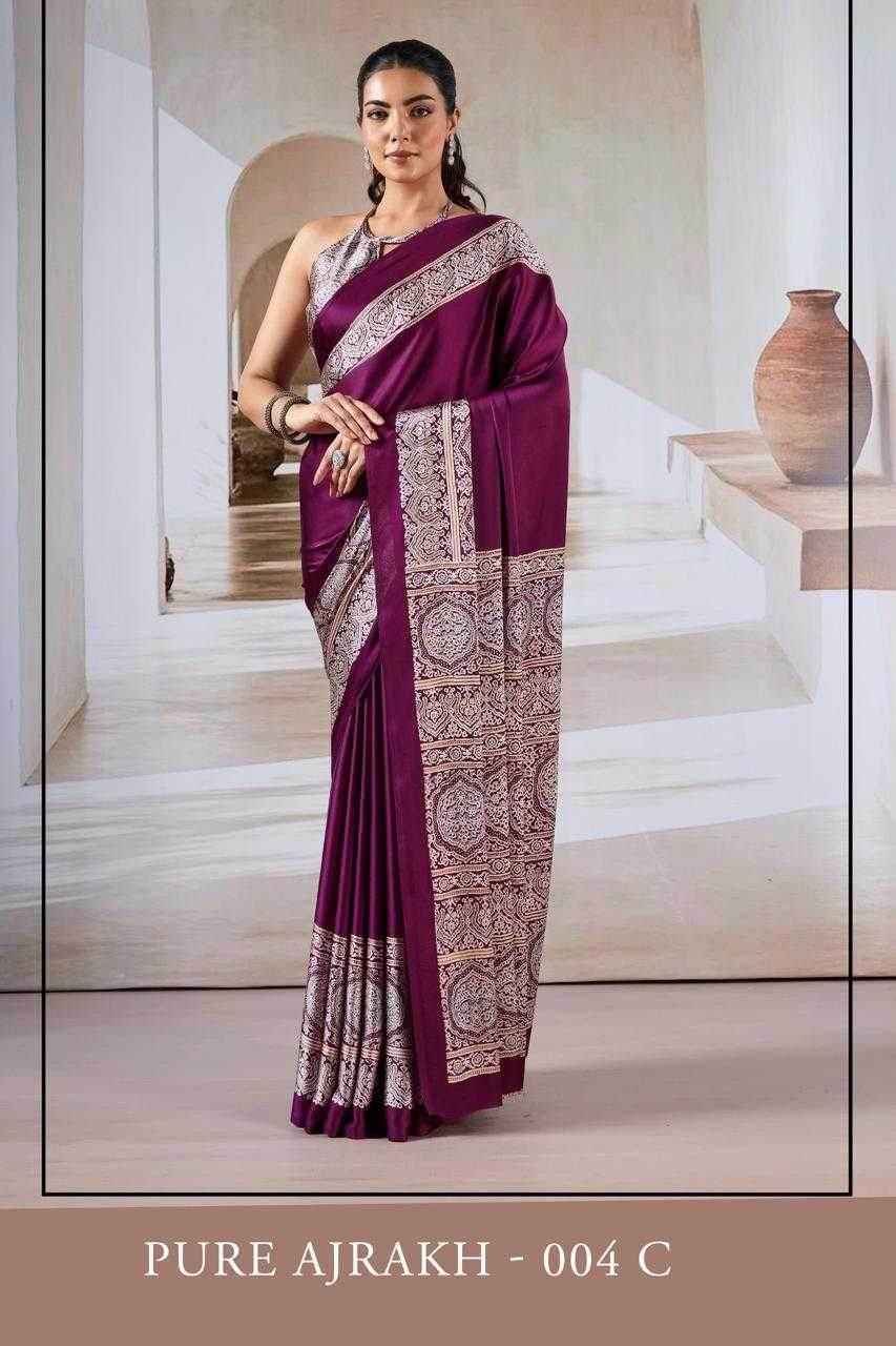 Classic Printed Crape Satin Ajrakh Saree - MYLUXURY LANE ENTERPRISE