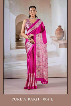 Classic Printed Crape Satin Ajrakh Saree - MYLUXURY LANE ENTERPRISE