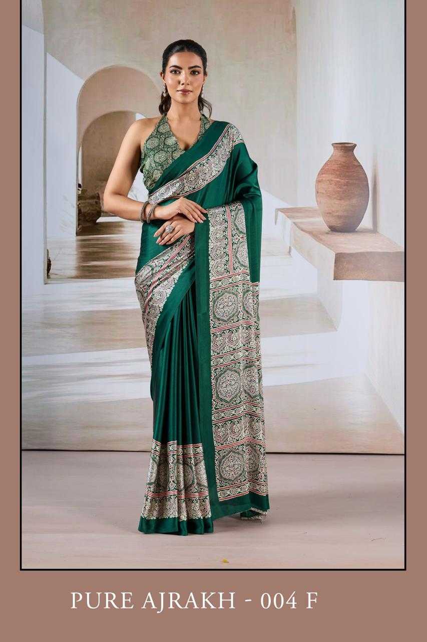 Classic  Printed Crape Satin  Ajrakh Saree