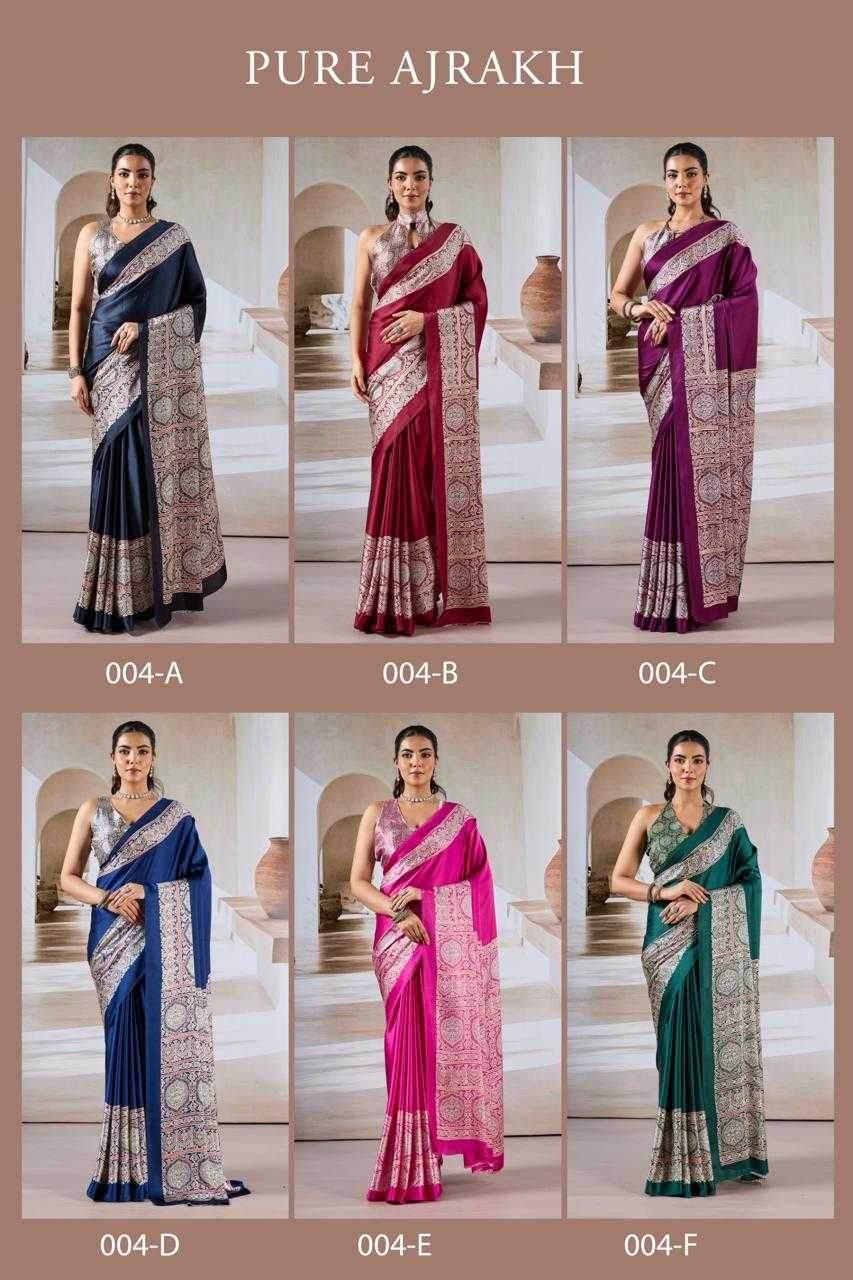 Classic Printed Crape Satin Ajrakh Saree - MYLUXURY LANE ENTERPRISE