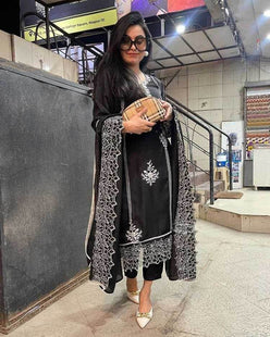 Crepe Ladies Printed Embroidery Suit - MYLUXURY LANE ENTERPRISE