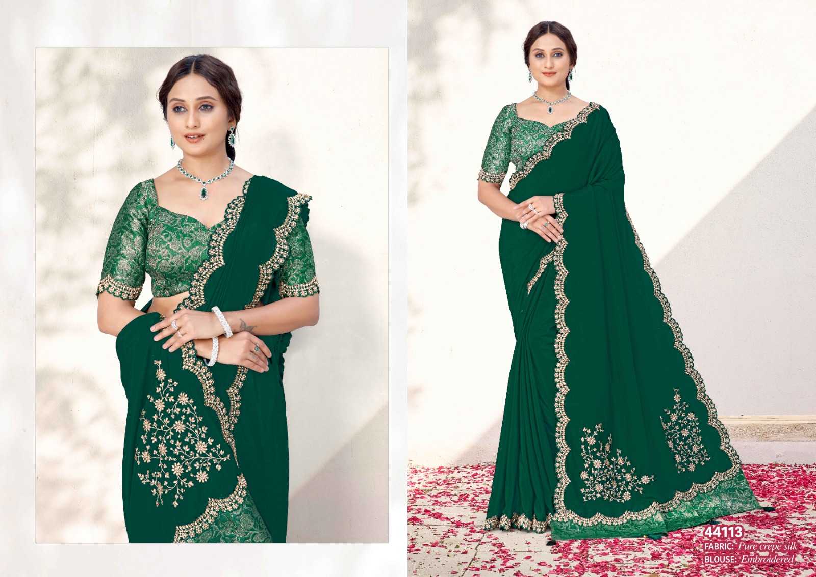 Crepe Silk  Embroidered Sarees
