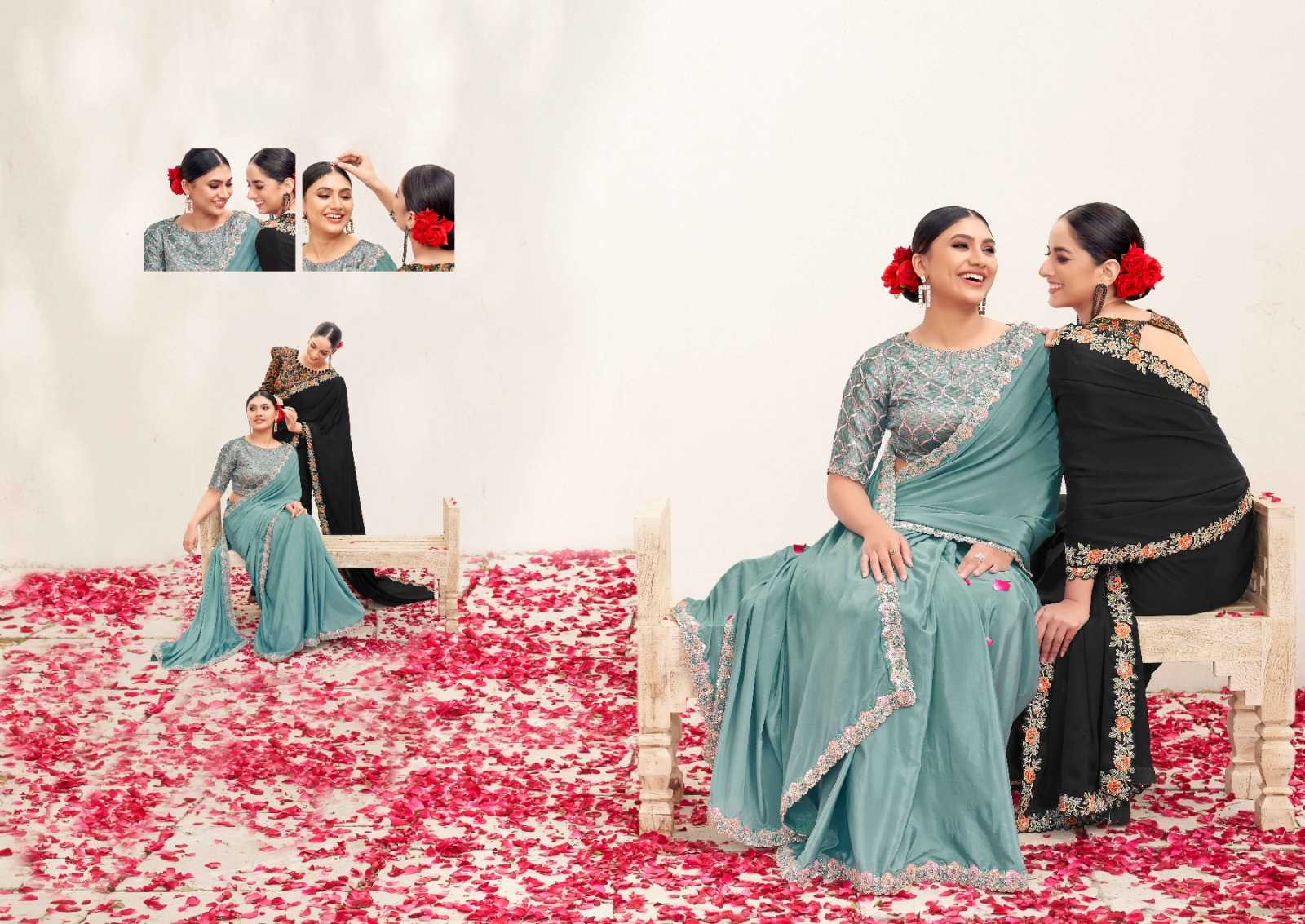 Crepe Silk  Embroidered Sarees