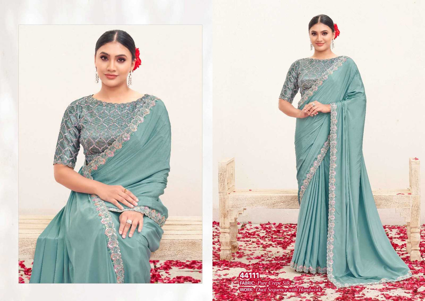 Crepe Silk  Embroidered Sarees