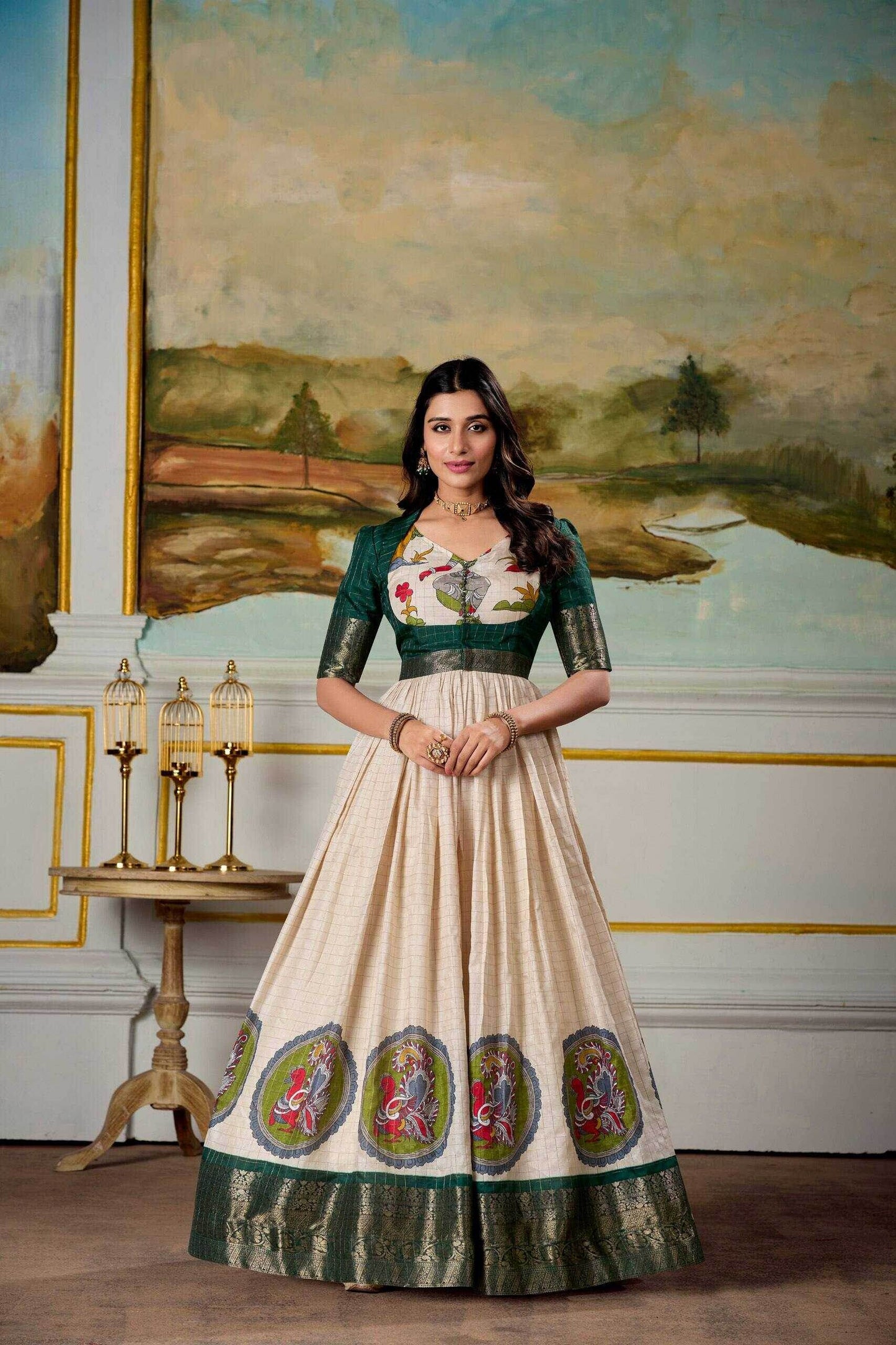 Dola Silk Anarkali Floor-Length Gown With Koti Set - MYLUXURY LANE ENTERPRISE