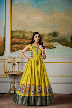 Dola Silk Anarkali Floor-Length Gown With Koti Set - MYLUXURY LANE ENTERPRISE