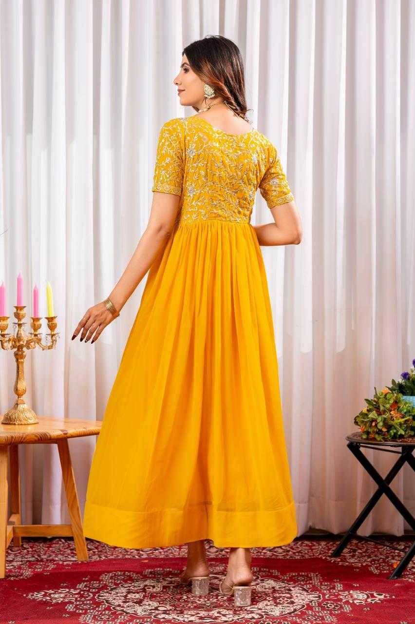 Faux Embroidery Long Gowns - MYLUXURY LANE ENTERPRISE