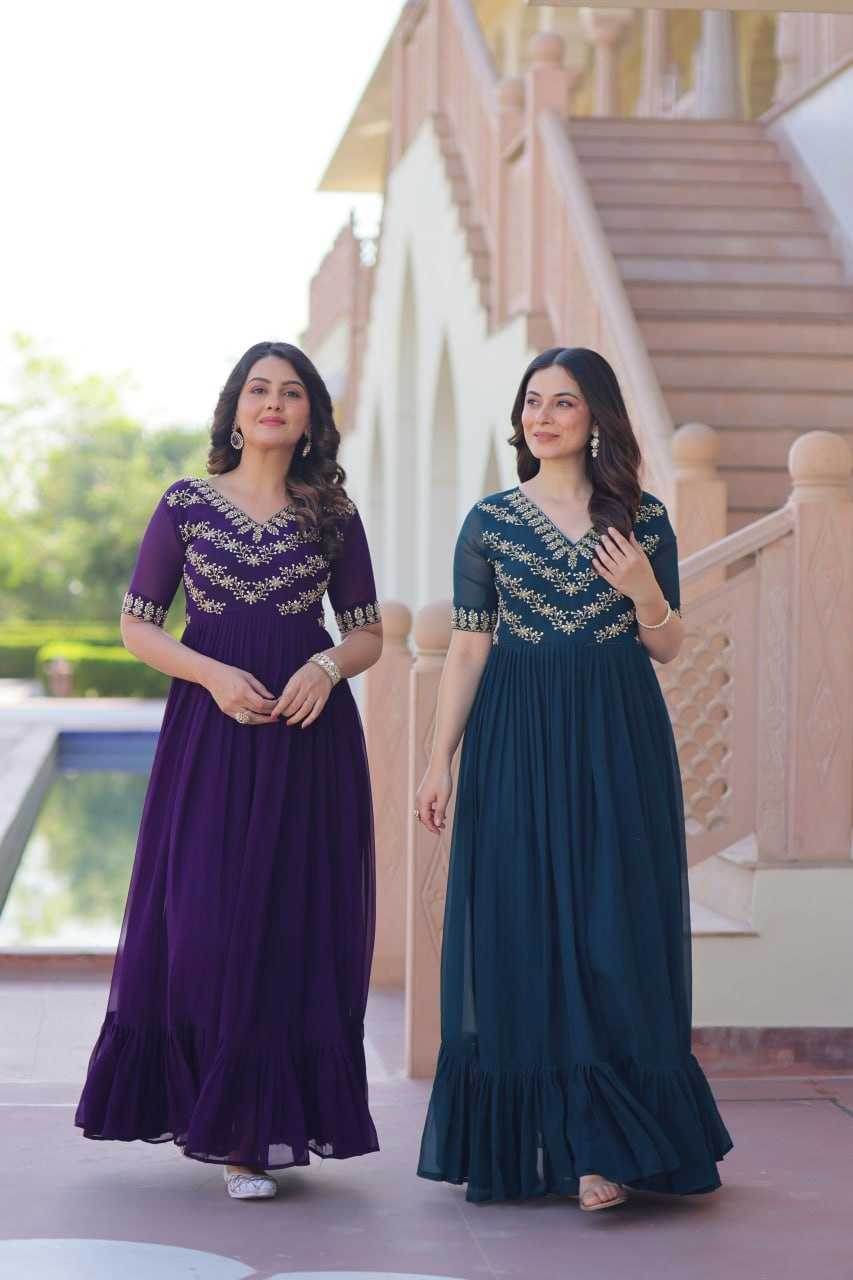 Faux Blooming Embroidery Party Gown - MYLUXURY LANE ENTERPRISE