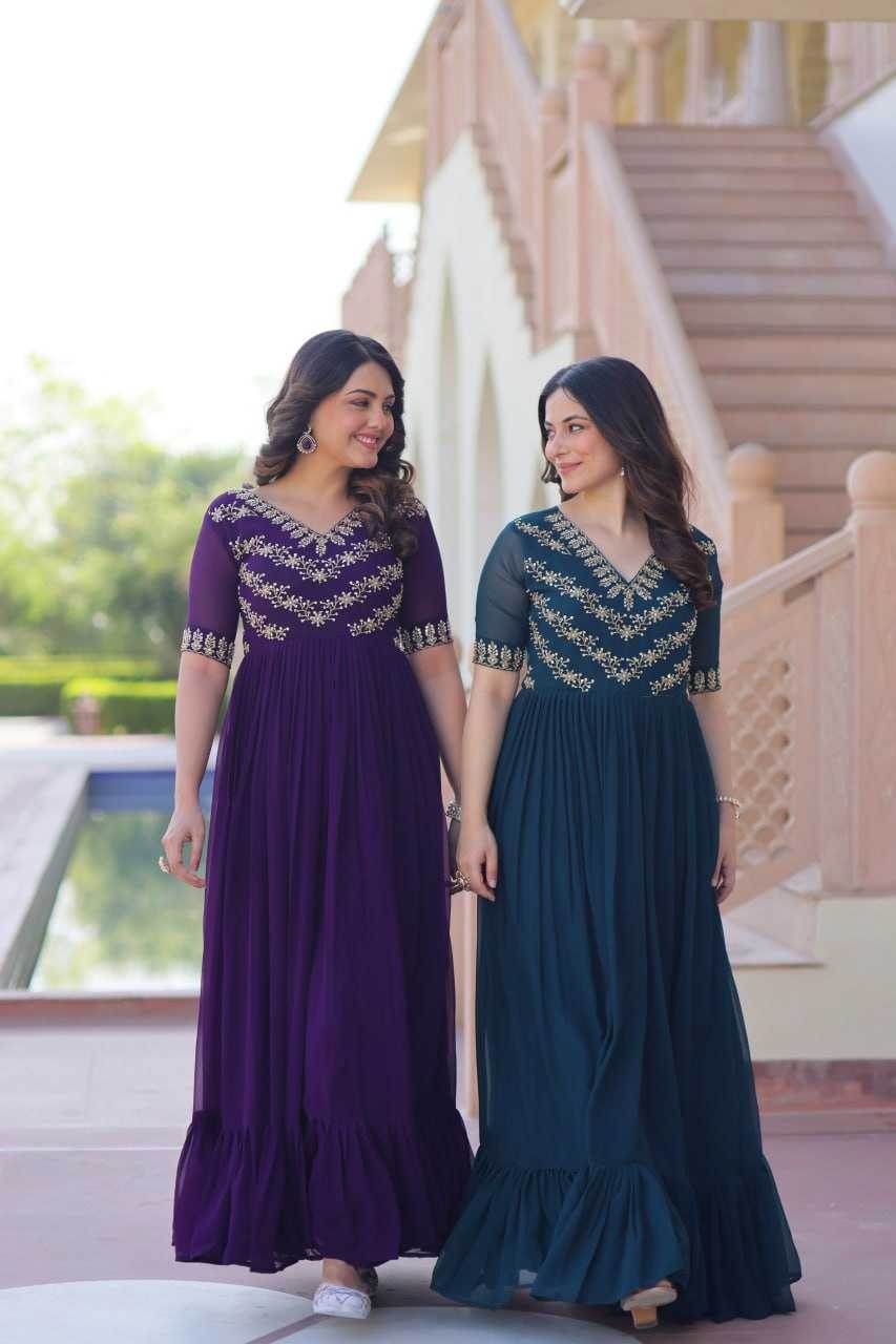 Faux Blooming Embroidery Party Gown - MYLUXURY LANE ENTERPRISE