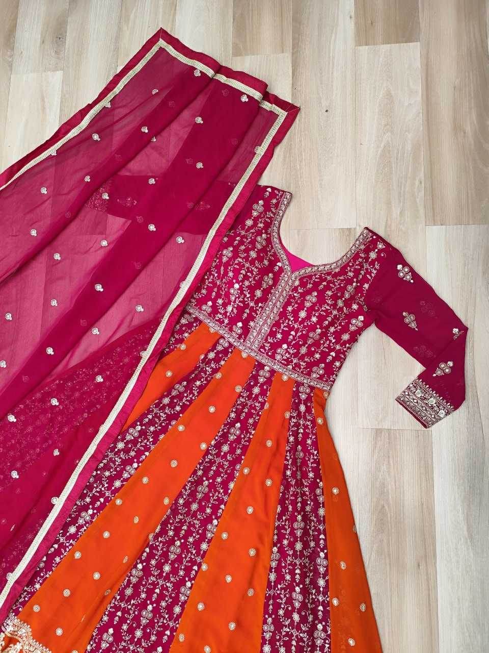 Faux Blooming Gown With Dupatta Sequin Gowns - MYLUXURY LANE ENTERPRISE