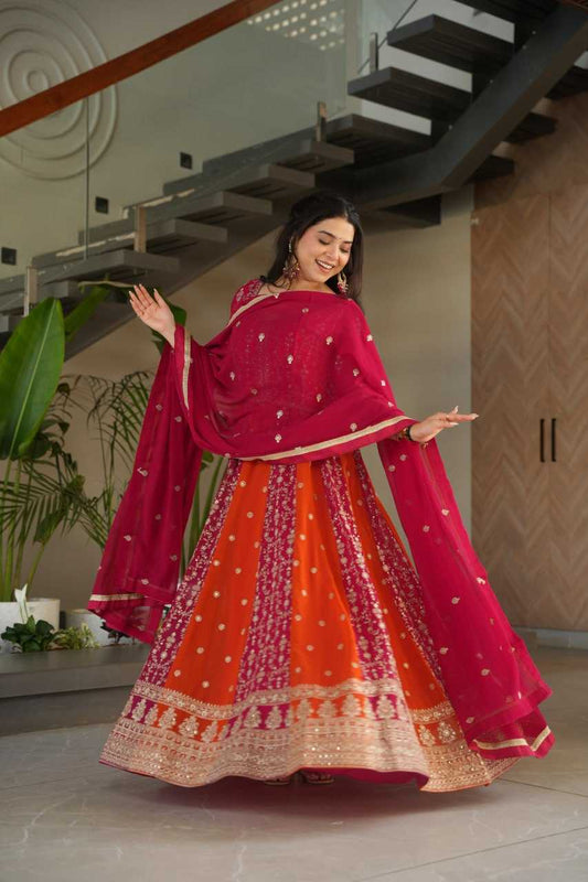 Faux Blooming  Gown With Dupatta Sequin Gowns