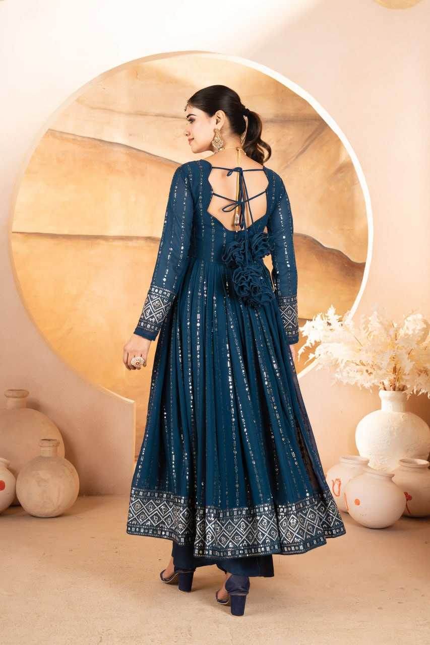 Faux Blooming Anarkali Sequin Gown - MYLUXURY LANE ENTERPRISE