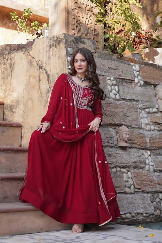 Faux Blooming  Embroidery Suit