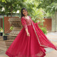 Faux Blooming Embroidery Anarkali Long Gown WITH-DUPATTA - MYLUXURY LANE ENTERPRISE
