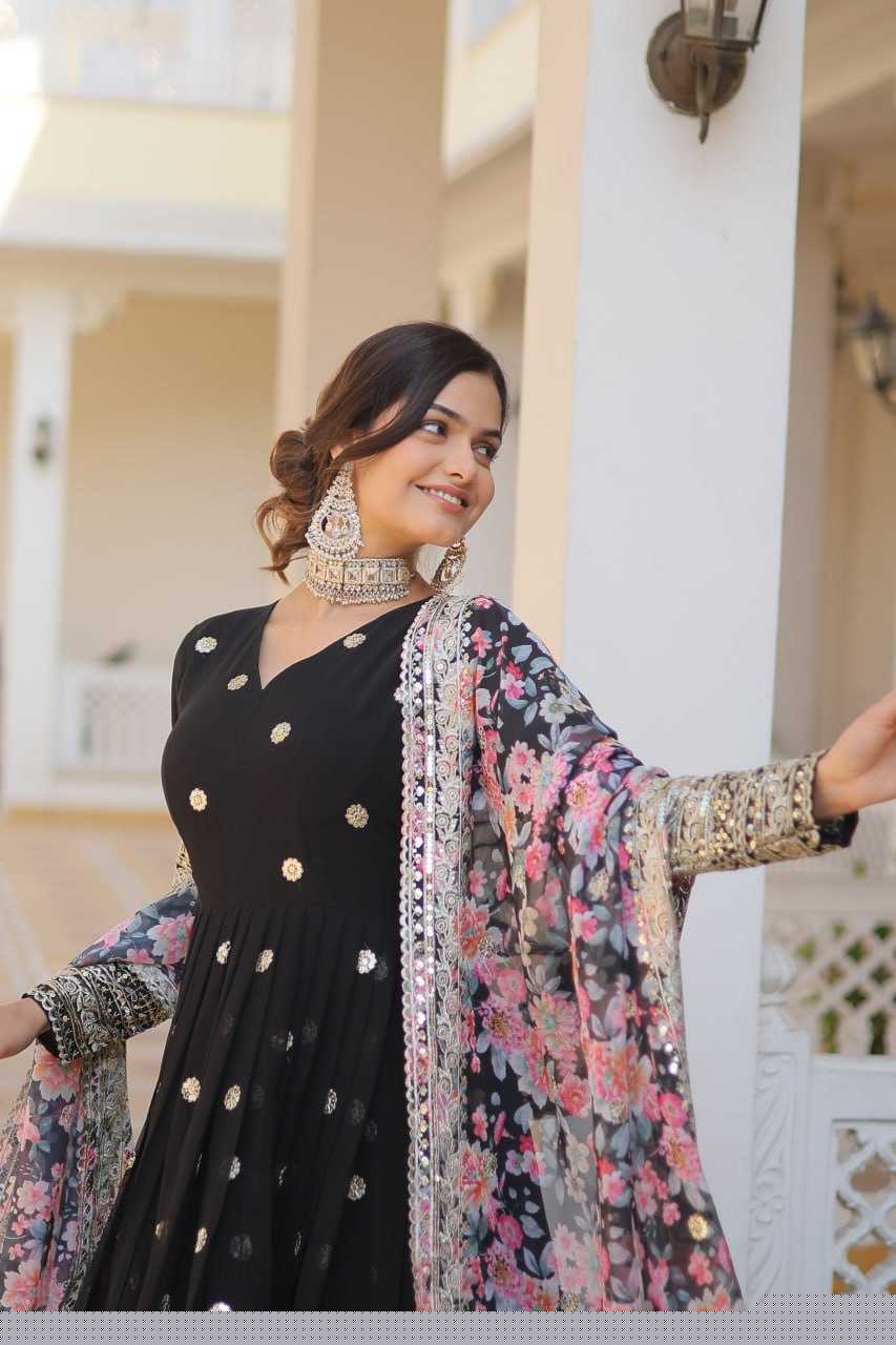 FAUX GEORGETTE  EMBROIDERY ANARKALI LONG  GOWN