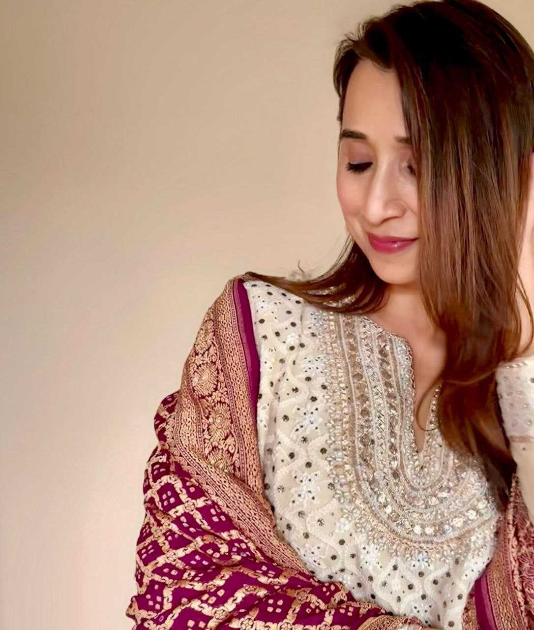 Faux Georgette Embroidered Kurti With Palazzo