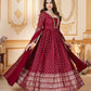 Faux Georgette Long Red Gown - MYLUXURY LANE ENTERPRISE