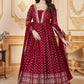 Faux Georgette Long Red Gown - MYLUXURY LANE ENTERPRISE