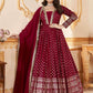 Faux Georgette Long Red Gown - MYLUXURY LANE ENTERPRISE