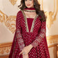Faux Georgette Long Red Gown - MYLUXURY LANE ENTERPRISE