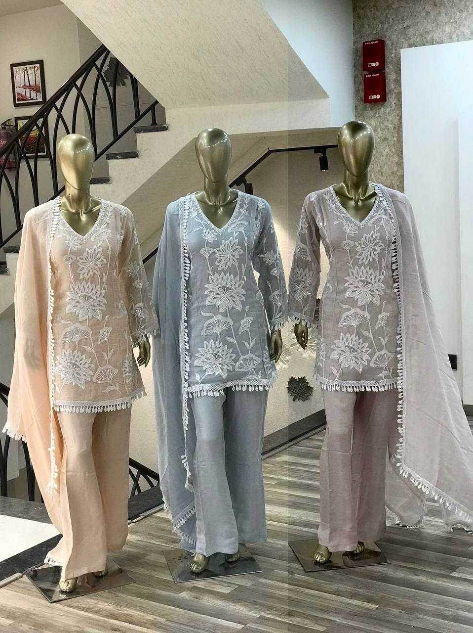 Faux Georgette Embroidery Palazzo Suit - MYLUXURY LANE ENTERPRISE