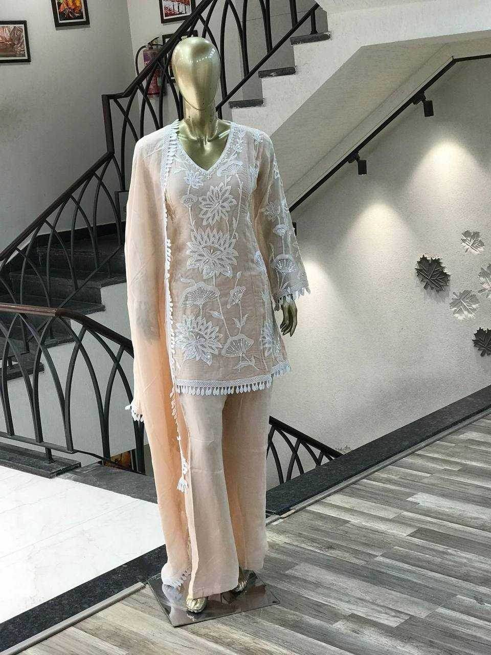Faux Georgette Embroidery Palazzo Suit - MYLUXURY LANE ENTERPRISE