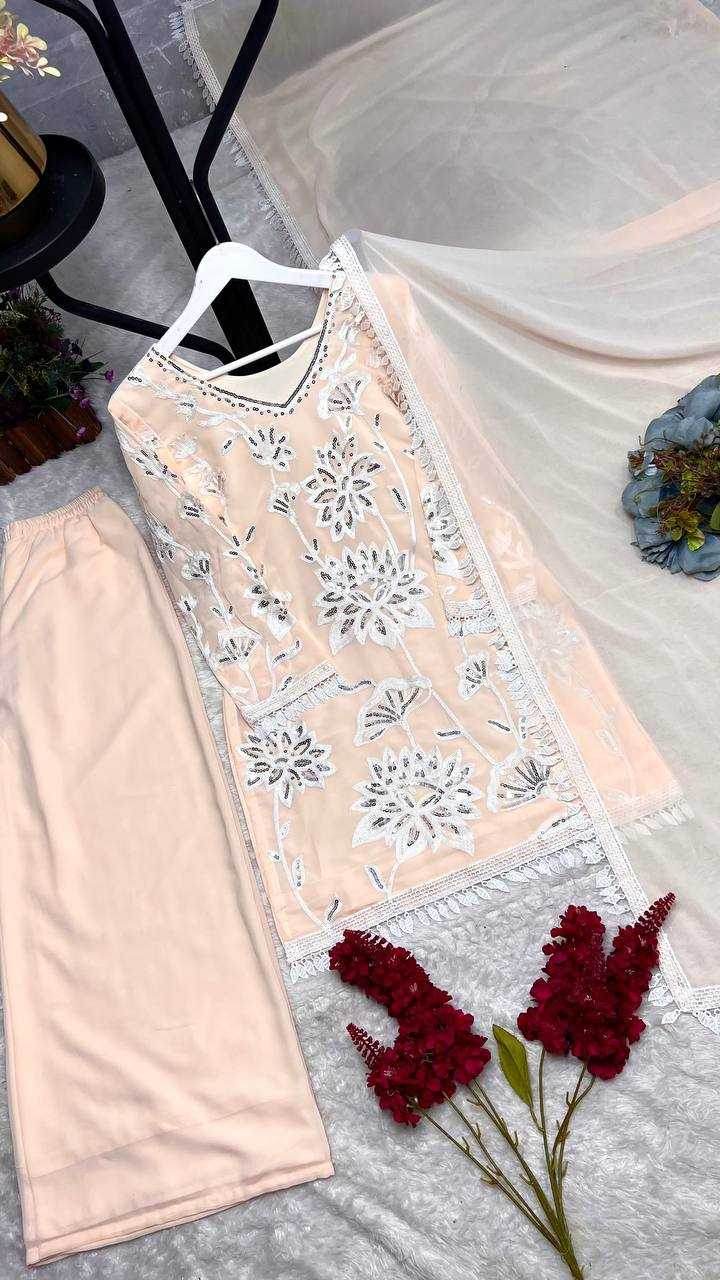 Faux Georgette Embroidery Palazzo Suit - MYLUXURY LANE ENTERPRISE