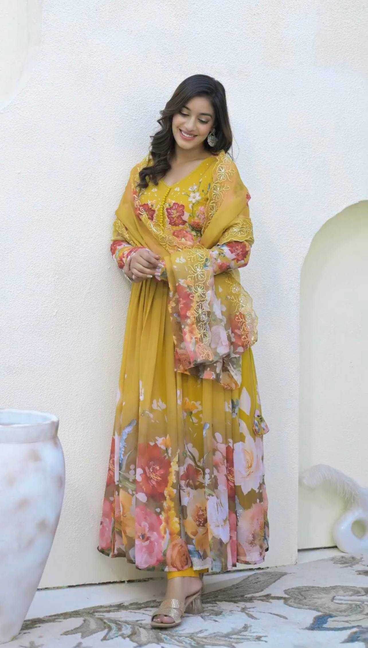 Faux Georgette Embroidery Sequin Gown - MYLUXURY LANE ENTERPRISE